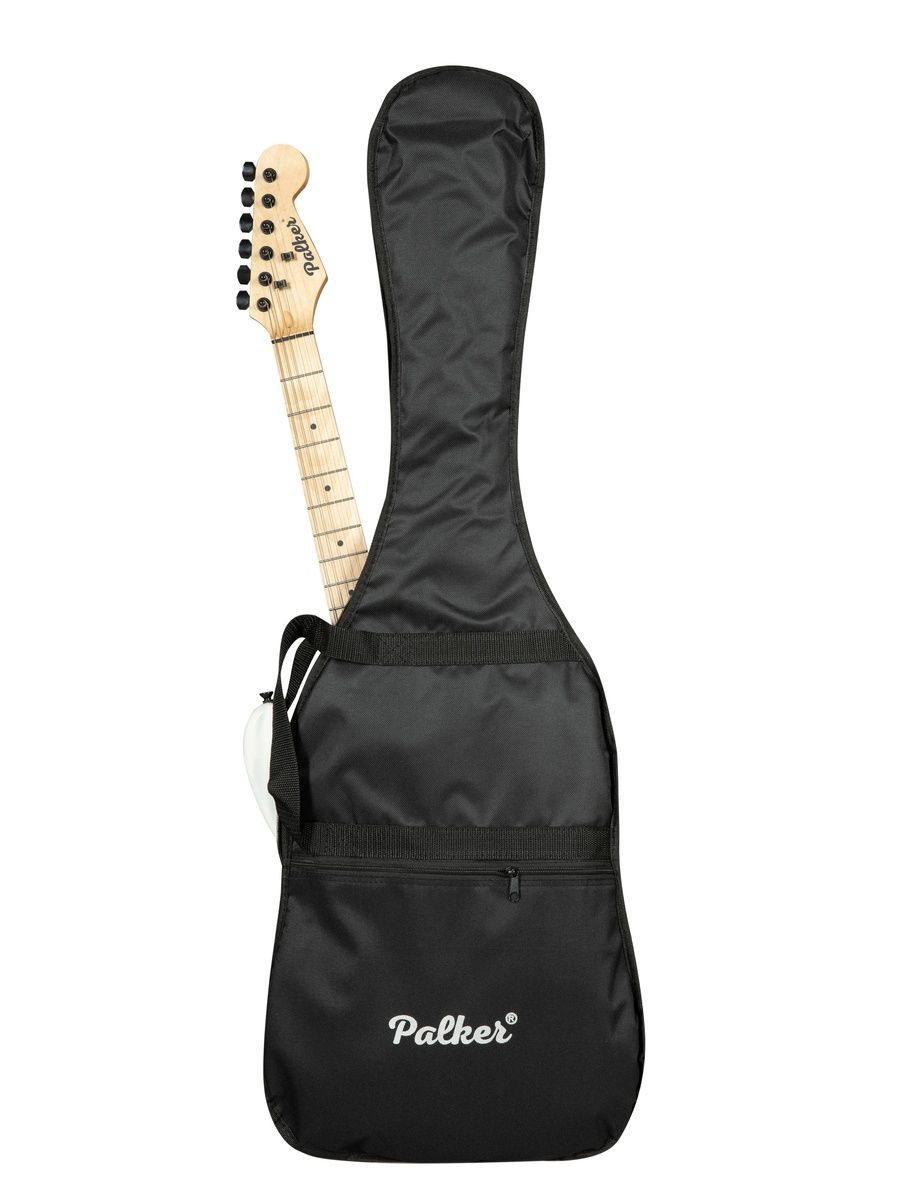 Электрогитара Stratocaster для начинающих Palker Premier белая, с чехлом